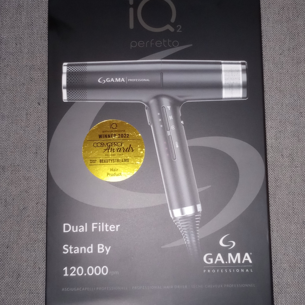 GA.MA iQ2 Perfetto Corded Hair Dryer with 120,000 RPM Intelligent Turbo Motor.